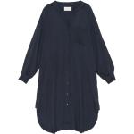 Blå Elegant Skjortekjoler med V-udskæring Størrelse XL til Damer på udsalg 