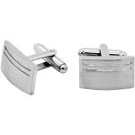 2 Stylish Cufflinks Stainless Steel Silver Coloured Cuff Link for Shirts Suits brushed shiny, model:mod 5