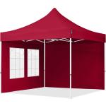 3x3 m Easy Up pavillon, ECONOMY stål 30mm, sidedele med gittervinduer, rød