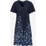 Mørkeblå Korte Aftenkjoler i Bomuld Størrelse XL med Blomstermønster til Damer på udsalg 