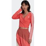 Pinke adidas Adicolor Bæredygtige Langærmede t-shirts i Jersey med V-udskæring Med lange ærmer Størrelse XL til Damer på udsalg 