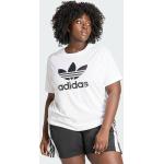 Hvide Sporty adidas Adicolor T-shirts med rund hals i Jersey med rund udskæring Plus size til Damer 