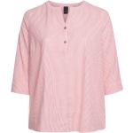 Pinke Bluser med 3/4-ærmer i Bomuld med V-udskæring Med 3/4 ærmer Størrelse XL med Striber til Damer 