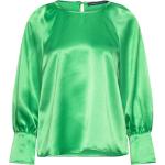 Adora Satin Top Tops Blouses Long-sleeved Green French Connection