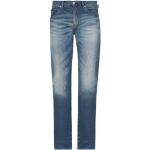 Blå Armani Exchange Lavtaljede jeans i Læder Falmede Størrelse XL til Herrer 