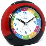Atlanta Children's Alarm Clock 1678 - Analogue - For Boys and Girls - With Repetition, Lights Up at the Push of a Button, with Crescendo Alarm - No Ticking - Dimensions: Approx. 11 cm, red
