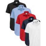 Blå B&C Bæredygtige Kortærmede skjorter i Poplin Størrelse XXL til Herrer 