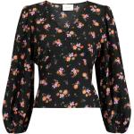 Sorte Neo Noir Bluser i Polyester med V-udskæring Størrelse XL med Blomstermønster til Damer på udsalg 