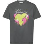 Grå Ganni Kortærmede t-shirts i Jersey med korte ærmer Størrelse XL 