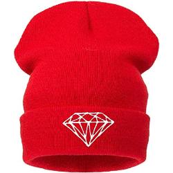 Beanie Hat Women Men Winter Warm Black Bad Hair Day Oversized (diamond red)