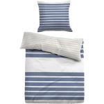 Blå stribet sengetøj 150x210 cm - Blødt bomuldssatin - Blå og hvidt sengesæt - Vendbart design - Tom Tailor