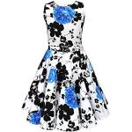 Black Butterfly Kids 'Audrey' Vintage Serenity 50's Dress (White & Blue, 5-6 YRS)