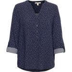Polka Dot Henley Blouse Made Of Lenzing™ Ecovero™ Bluse Langærmet Blå Esprit Casual