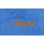 S.B.J - Sportland blaues Premium Handtuch aus Frottee mit oranger Namensbestickung/Bestickt mit Namen oder Wunschtext, 50x100 cm, 450 Gramm Qualität, 100% Baumwolle