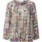 Beige Langærmede skjorter i Viskose Med lange ærmer Størrelse 3 XL med Blomstermønster til Damer på udsalg 