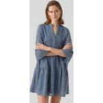 Blå Korte Vero Moda Aftenkjoler i Polyester med V-udskæring Med 3/4 ærmer Størrelse XL til Damer 