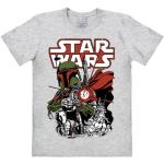 Grå Star Wars Boba Fett Logoshirt T-shirts med rund hals i Bomuld med rund udskæring Størrelse XXL til Herrer 