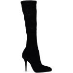 Sorte Knæhøje støvler i Fløjl Stilethæle Størrelse 38 til Damer på udsalg 