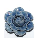 Bordpynt-Blomst i keramik, blå - Ø 8 cm x H 4 cm