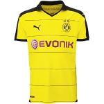 Puma Men's Replica Football Jersey – Borussia Dortmund Home Kit Shirt with Sponsor Yellow Cyber Yellow/Black Size:L