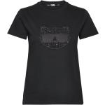 Sorte Karl Lagerfeld Kortærmede t-shirts i Bouclé med korte ærmer Størrelse XL til Damer på udsalg 