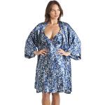 Blå Natkjoler i Satin Størrelse XL med Blomstermønster til Damer 