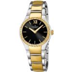Candino Women's Quartz Watch with Black Dial Analogue Display and Gold Stainless Steel Bracelet C4538/3