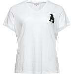 Hvide Only Carmakoma Plus size t-shirts med V-udskæring Størrelse XL 
