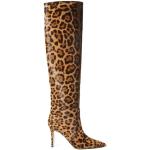 Brune Scarosso Knæhøje støvler i Læder Hælhøjde 7 - 9 cm Størrelse 42 med Leopard til Damer 