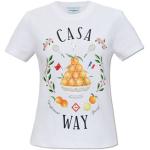 Hvide Farverige Casablanca Økologiske Bæredygtige T-shirts med rund hals i Bomuld med korte ærmer Størrelse XL til Damer 