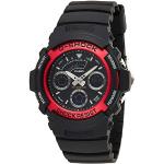 Casio G-Shock AW-591-4AER Analog and Digital Quartz Multifunction Sports Watch with Red bezel, Stopwatch, Timer, Alarm, Time Zones and Black Rubber Strap