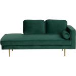 Smaragdgrønne Beliani Lille Chaiselong sofaer i Fløjl med Ben på udsalg 