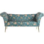 Blå Retro Beliani Chaiselong sofaer i Fløjl med Ben med Blomstermønster på udsalg 
