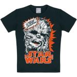Sorte Star Wars Chewbacca Logoshirt T-shirts med rund hals i Bomuld med korte ærmer Størrelse XL til Herrer 