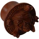 Chic-Net wood plug circuit pirate skull hand carved maroon Tribal tunnel expander 08 mm