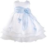 Cinda Girls Party Dress White and Blue 12-18 Months