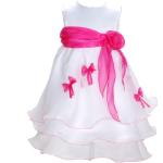 Cinda Girls Party Dress White and Hot Pink 3 - 6 Months