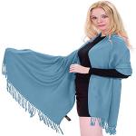 Blå Sjaler i Viskose med Frynser Størrelse XL til Damer 