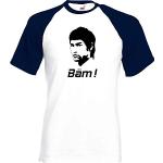 Coole Fun T-Shirts BÄM in Your face Bruce LEE t-Shirt Baseball, Grösse: L