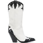 Hvide Biker SONORA Læderstøvler i Læder blokhæle med spidse skosnuder Størrelse 40 til Damer på udsalg 