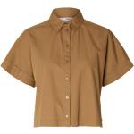 Brune Selected Økologiske Bæredygtige Forårs Kortærmede skjorter i Denim med korte ærmer Størrelse XL til Damer på udsalg 
