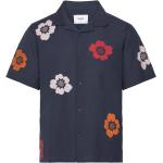 Blå Kortærmede skjorter med korte ærmer Størrelse XL med Blomstermønster 