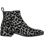Sølvfarvede Dolce & Gabbana Læderstøvler blokhæle Med lynlåse Størrelse 37 med Leopard til Damer 