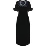Sorte Elegant Midi Fendi Aftenkjoler i Fløjl med korte ærmer Størrelse XL til Damer på udsalg 