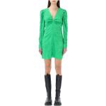 Lysegrønne Korte Ganni Aftenkjoler i Polyester med V-udskæring Med lange ærmer Størrelse XL til Damer på udsalg 