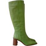 Lysegrønne Alohas Stiletstøvler i Læder blokhæle Med lynlåse Størrelse 42 til Damer 