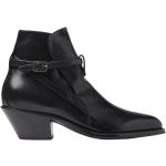 Sorte Læderstøvler i Glat læder med rem med spidse skosnuder Hælhøjde 3 - 5 cm Størrelse 36 til Damer på udsalg 