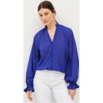 Kornblomstblå Ellos Transparent bluser i Chiffon med V-udskæring Størrelse XL til Damer på udsalg 