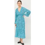 Blå Ellos Sommer Aftenkjoler i Jersey med V-udskæring Med lange ærmer Størrelse 3 XL til Damer på udsalg 