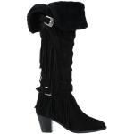 Sorte Etro Læderstøvler med Frynser blokhæle med rem Størrelse 36.5 til Damer på udsalg 